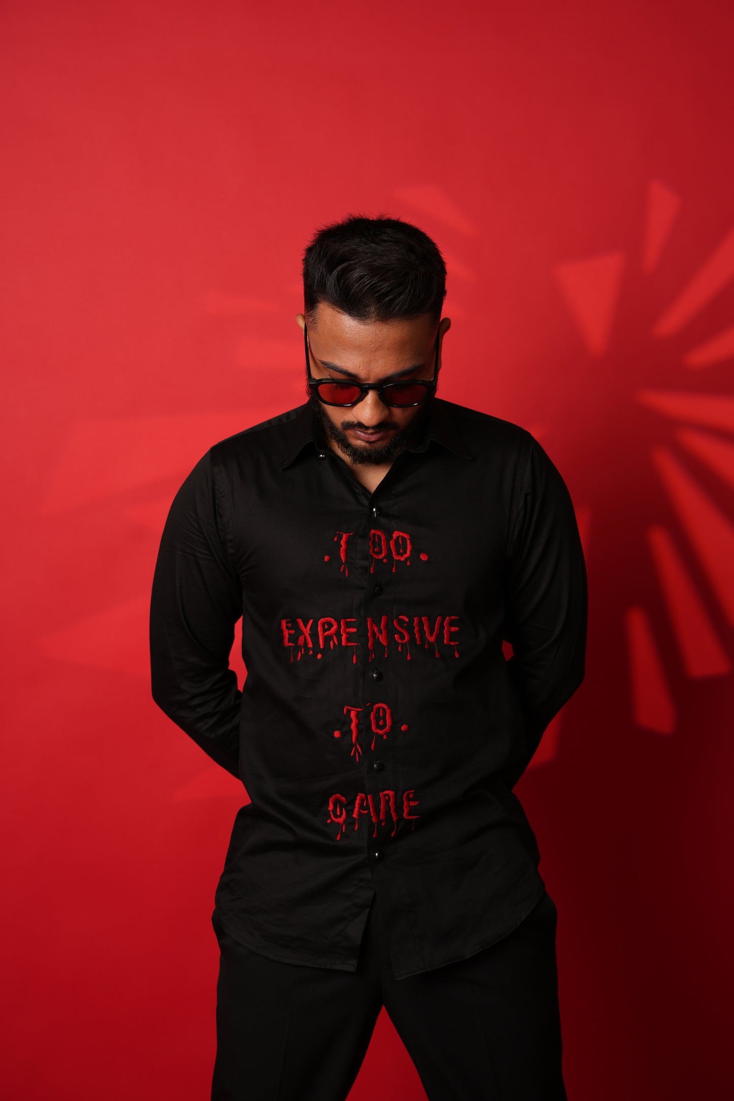 Too Expensive Too Care - Hand Embroidered Shirt