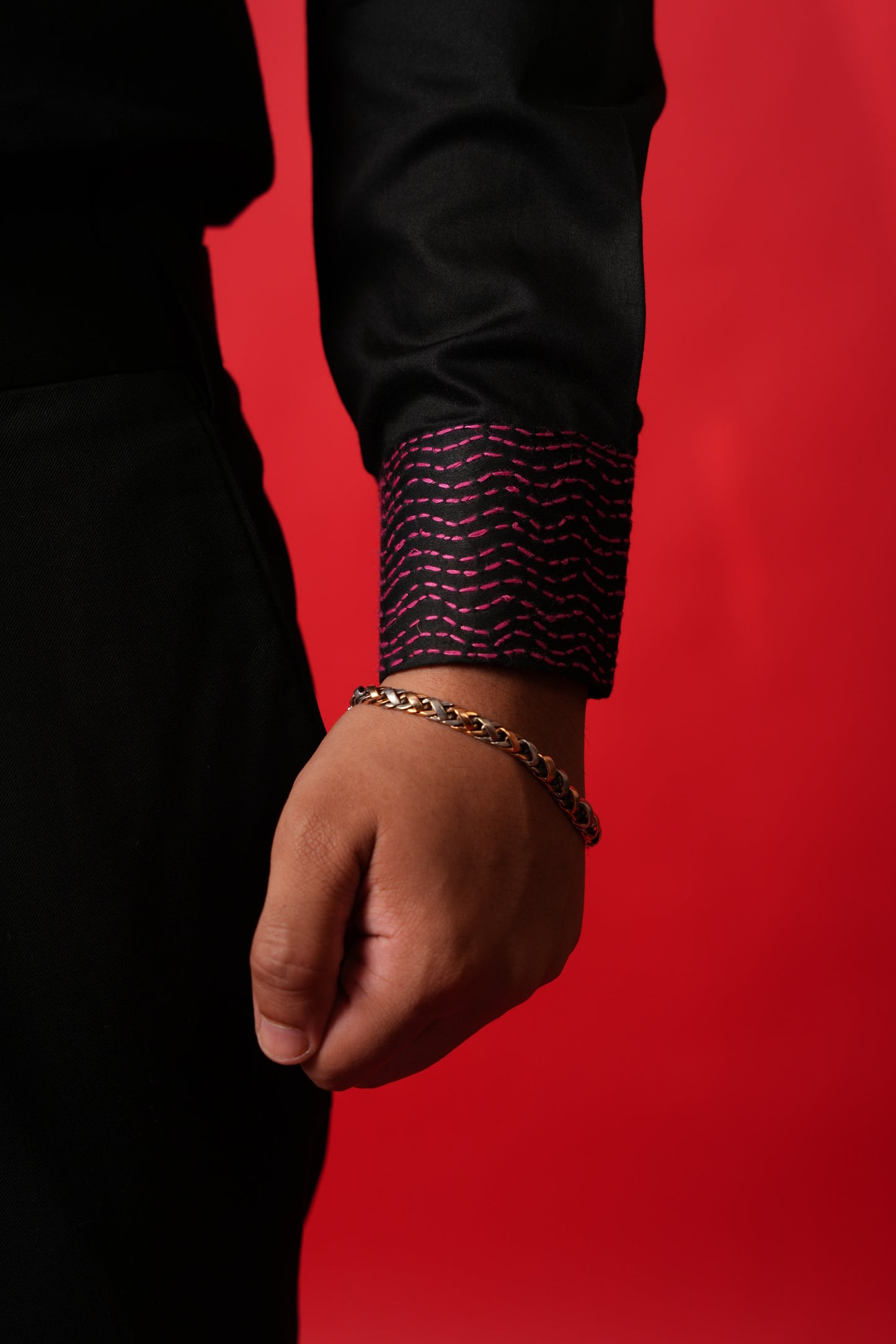 Gangster Hand-Embroidered Black Shirt