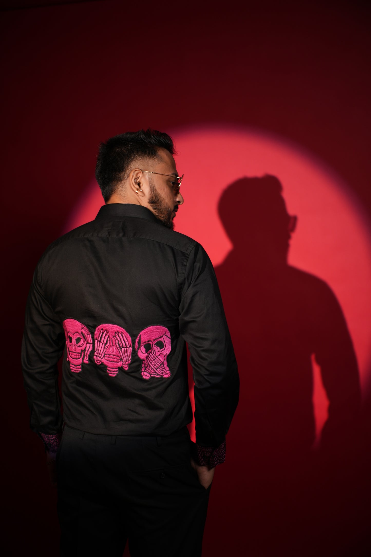 Gangster Hand-Embroidered Black Shirt