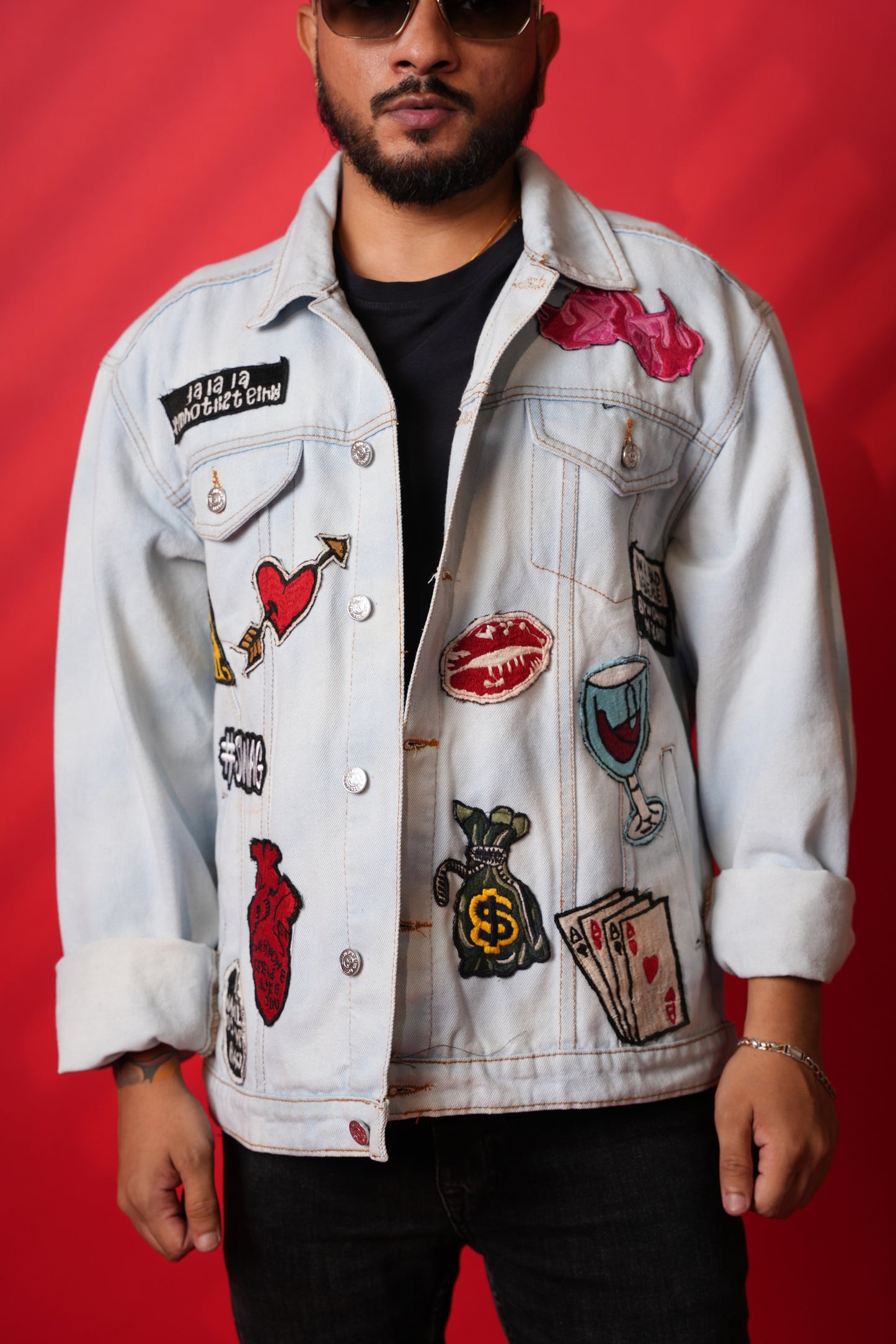 Unisex High Stakes Hand-Embroidered Denim Jacket