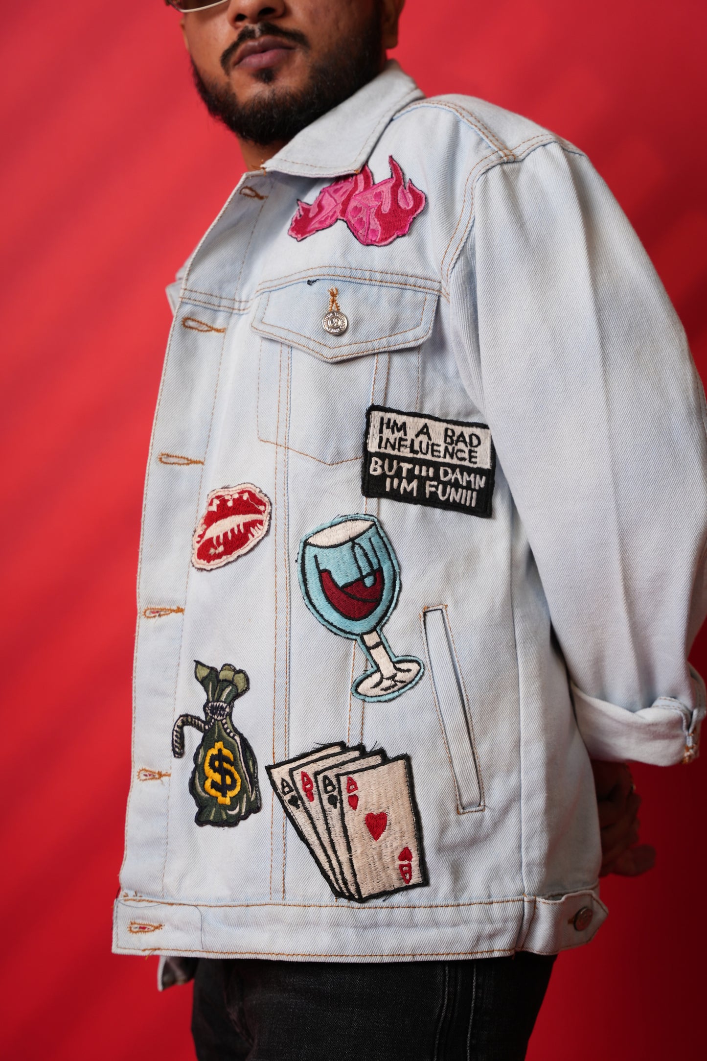 Unisex High Stakes Hand-Embroidered Denim Jacket