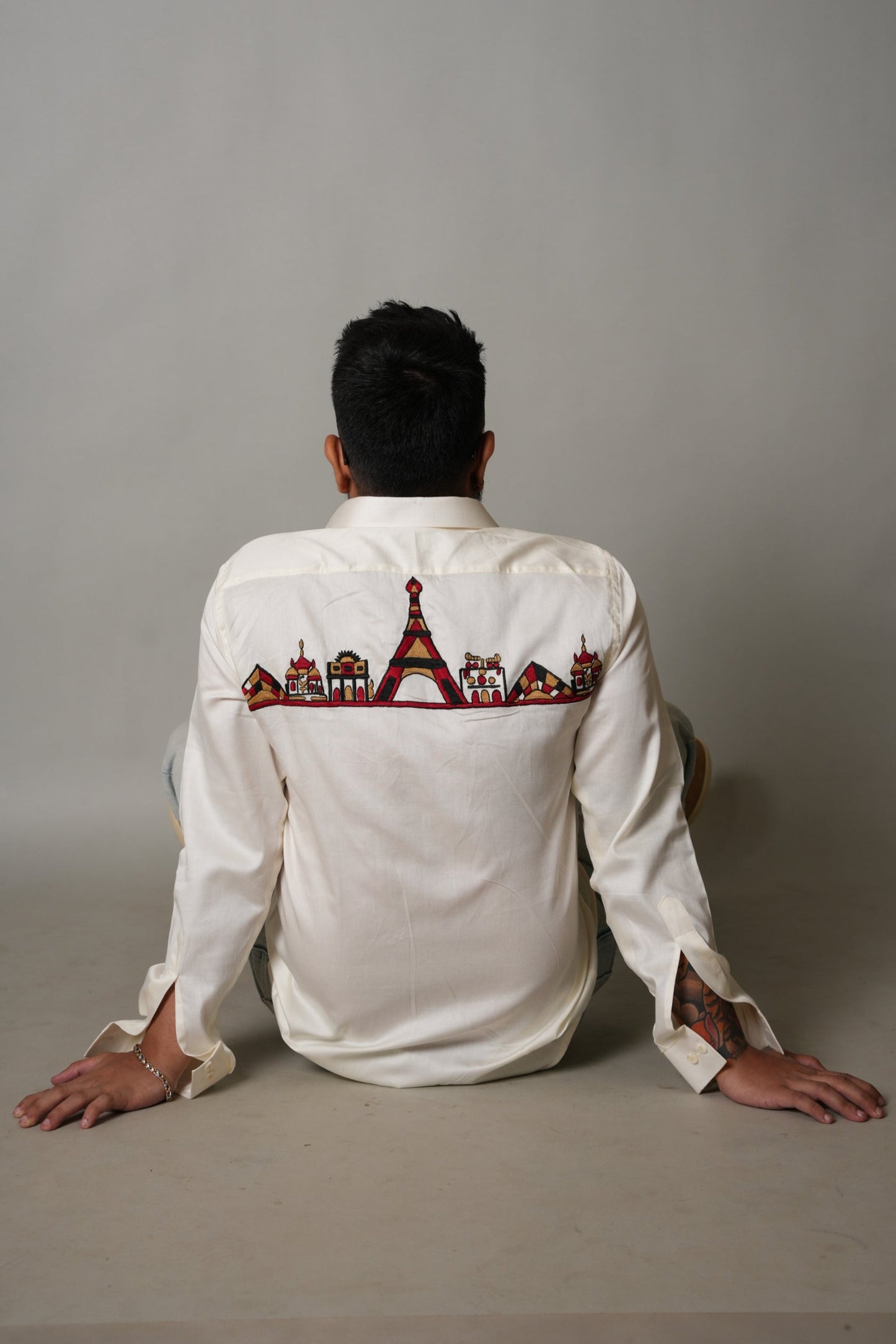 Parisian Postcard Hand-Embroidered Shirt