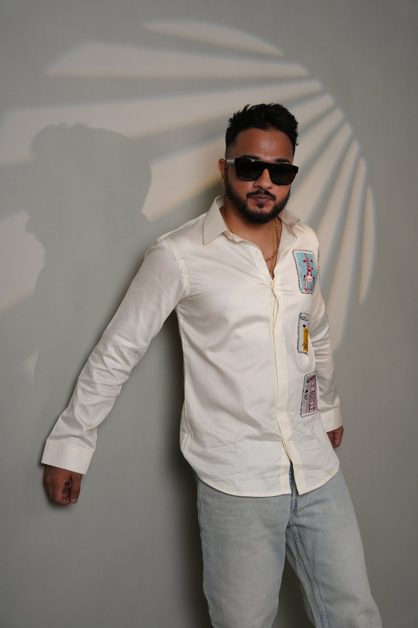 Parisian Postcard Hand-Embroidered Shirt