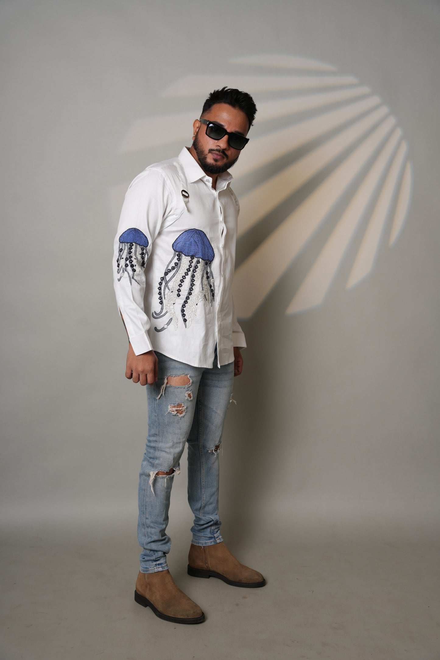 Jellyfish Hand-Embroidered Shirt