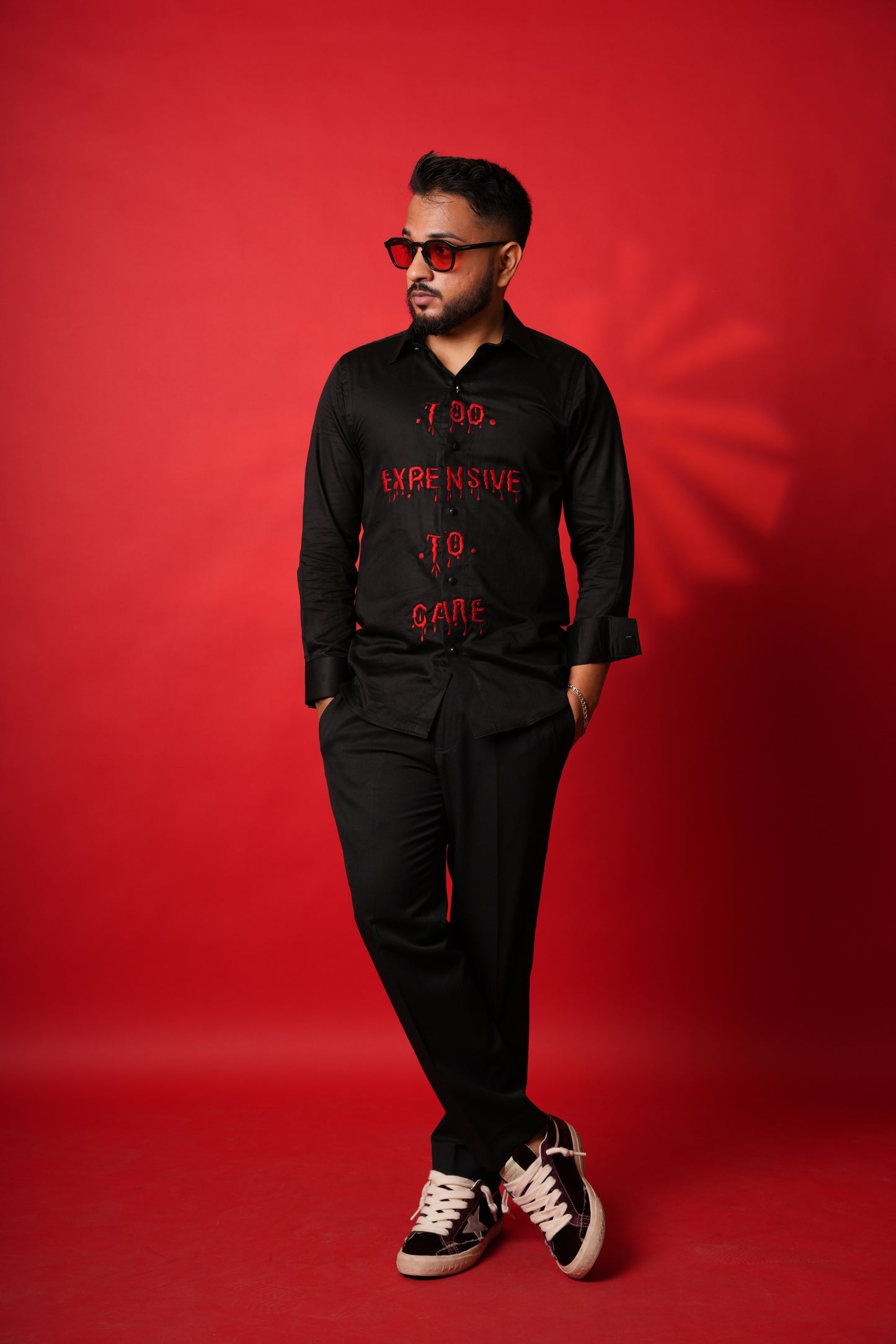 Too Expensive Too Care - Hand Embroidered Shirt