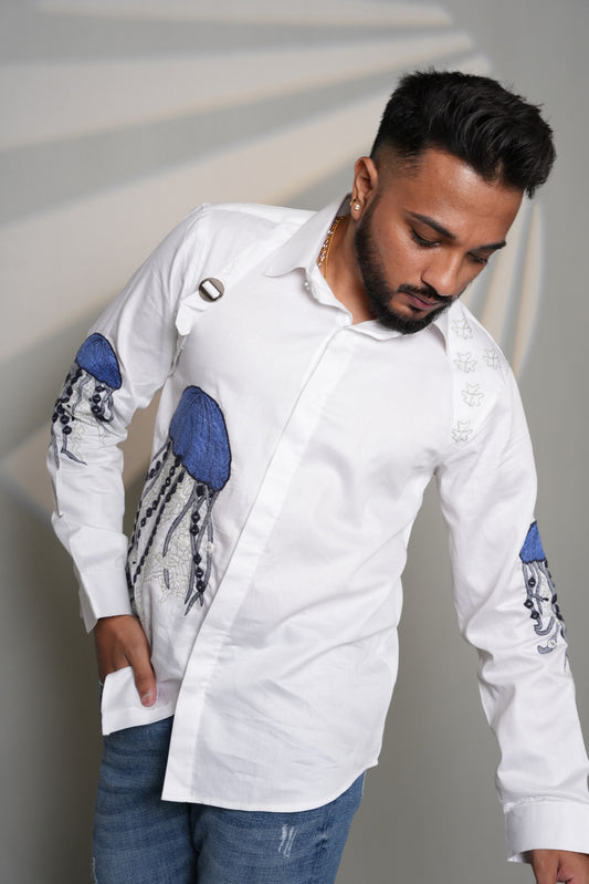 Jellyfish Hand-Embroidered Shirt